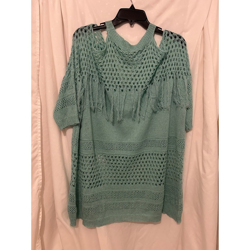 ANDTHEWHY Open Knit Crochet Sweater